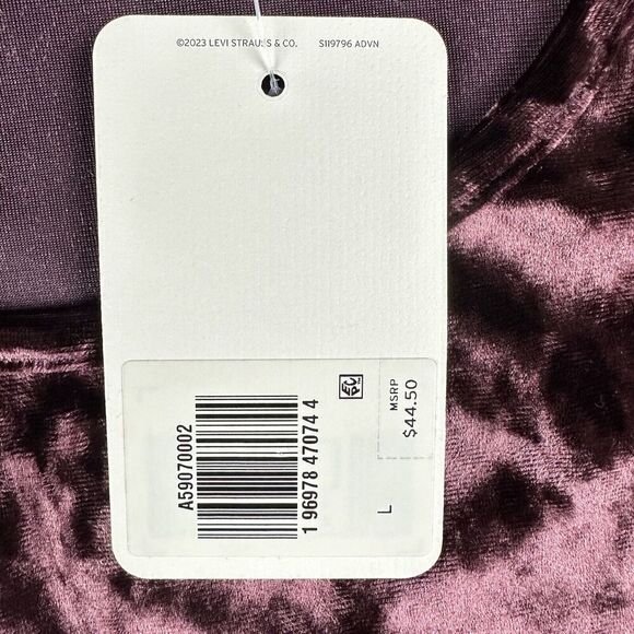 Levis Bodega Top Women L Brown Velvet Velour Slim Effortless Y2K Long Sleeve NEW - Picture 16 of 16